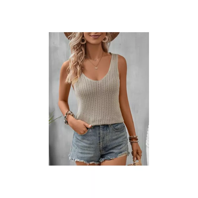 SHEIN VCAY  Solid Pointelle Knit Sweater Vest