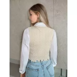 Chalecos de Punto para Mujer Dobladillo sin costuras Liso Casual