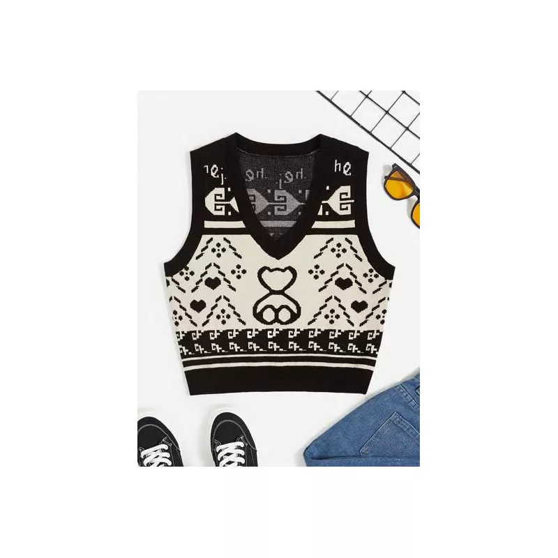 Chalecos de Punto para Mujer Dibujos animados Casual