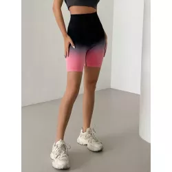 Shorts biker de ombré de cintura ancha