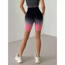 Shorts biker de ombré de cintura ancha