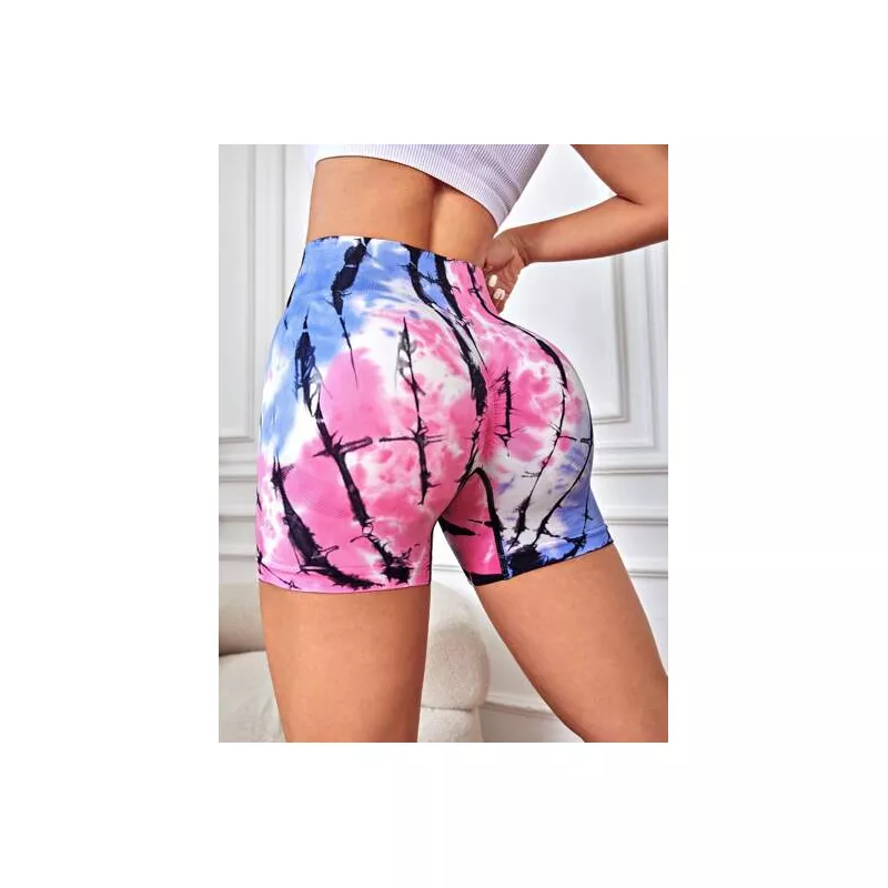 Shorts deportivos de tie dye de cintura ancha