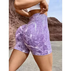 Shorts deportivos de tie dye de cintura ancha