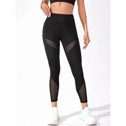 Leggings deportivos de malla de cintura ancha