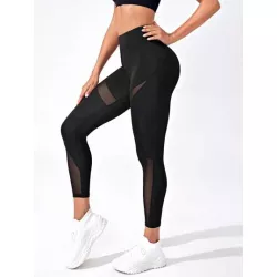 Leggings deportivos de malla de cintura ancha