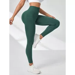 Leggings deportivos de cintura ancha tejido de canalé