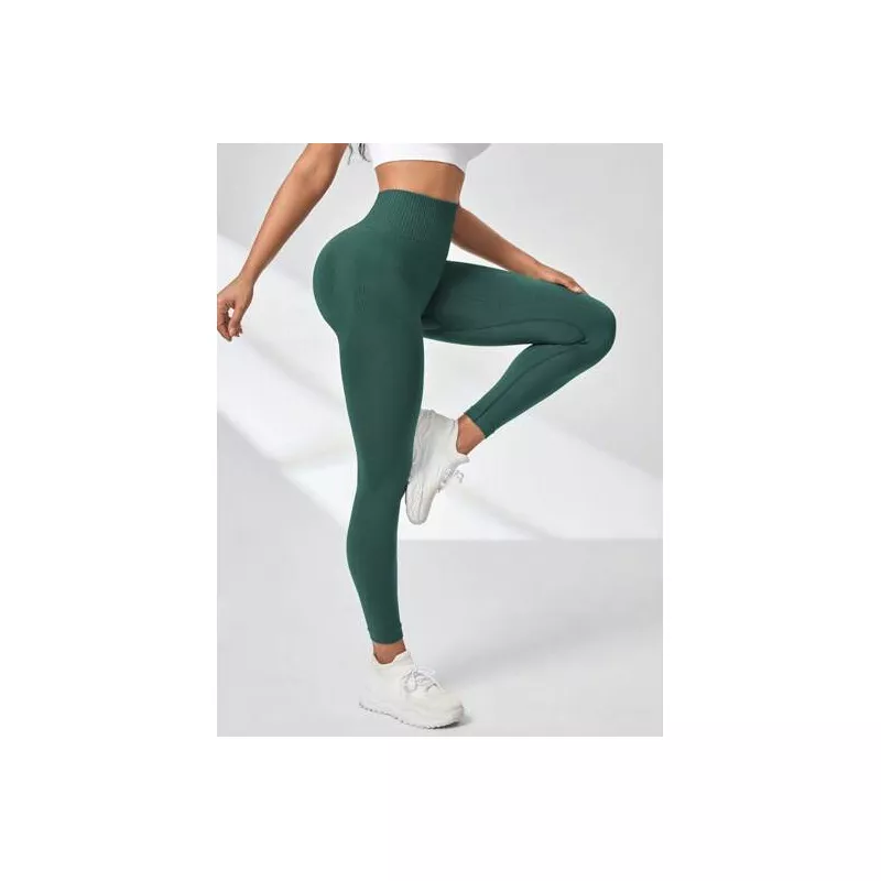 Leggings deportivos de cintura ancha tejido de canalé