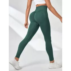 Leggings deportivos de cintura ancha tejido de canalé