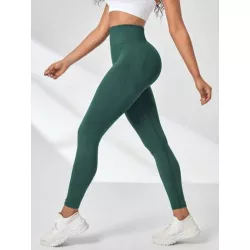 Leggings deportivos de cintura ancha tejido de canalé