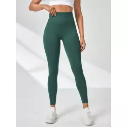 Leggings deportivos de cintura ancha tejido de canalé