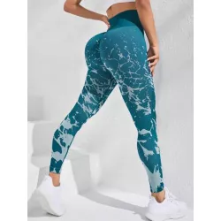 Leggings deportivos de tie dye de cintura ancha