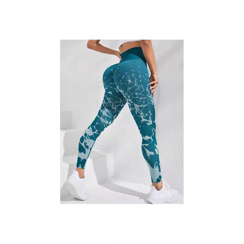 Leggings deportivos de tie dye de cintura ancha