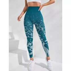 Leggings deportivos de tie dye de cintura ancha