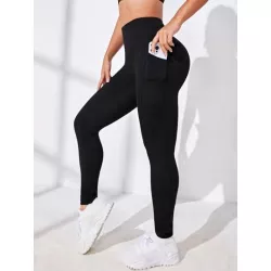 Leggings deportivos con bolsillo de móvil lateral control de barriga