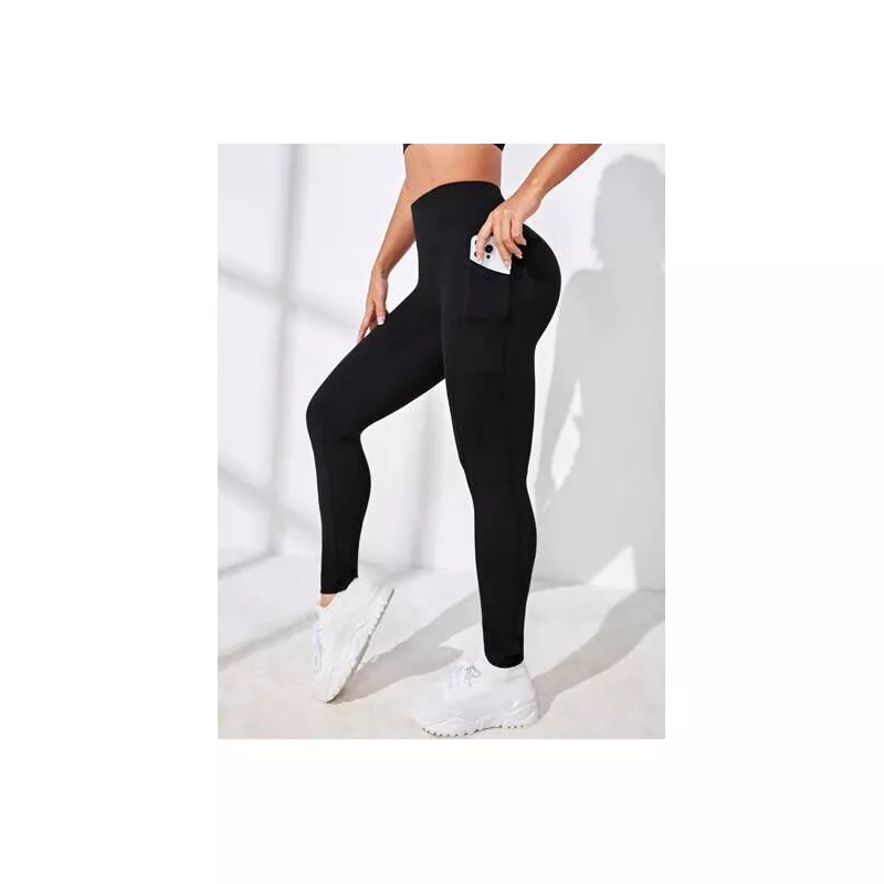 Leggings deportivos con bolsillo de móvil lateral control de barriga