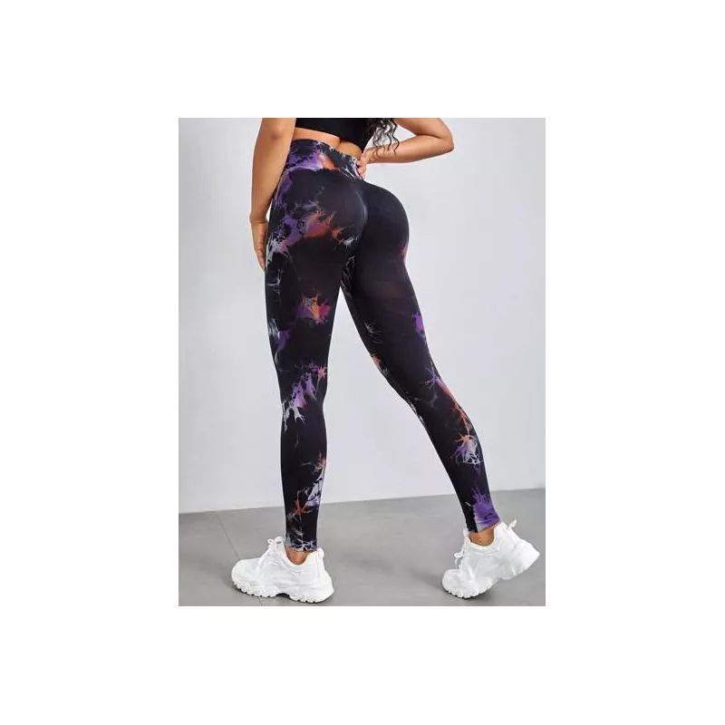 Leggings deportivos de tie dye de cintura ancha