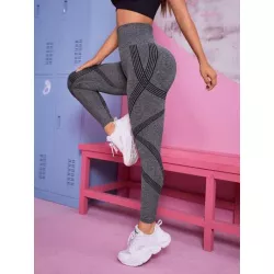 Leggings deportivos inconsútil con estampado de rayas de cintura ancha