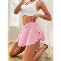 Skort deportivo de cintura ancha con bolsillo para teléfono