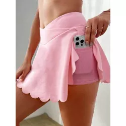 Skort deportivo de cintura ancha con bolsillo para teléfono