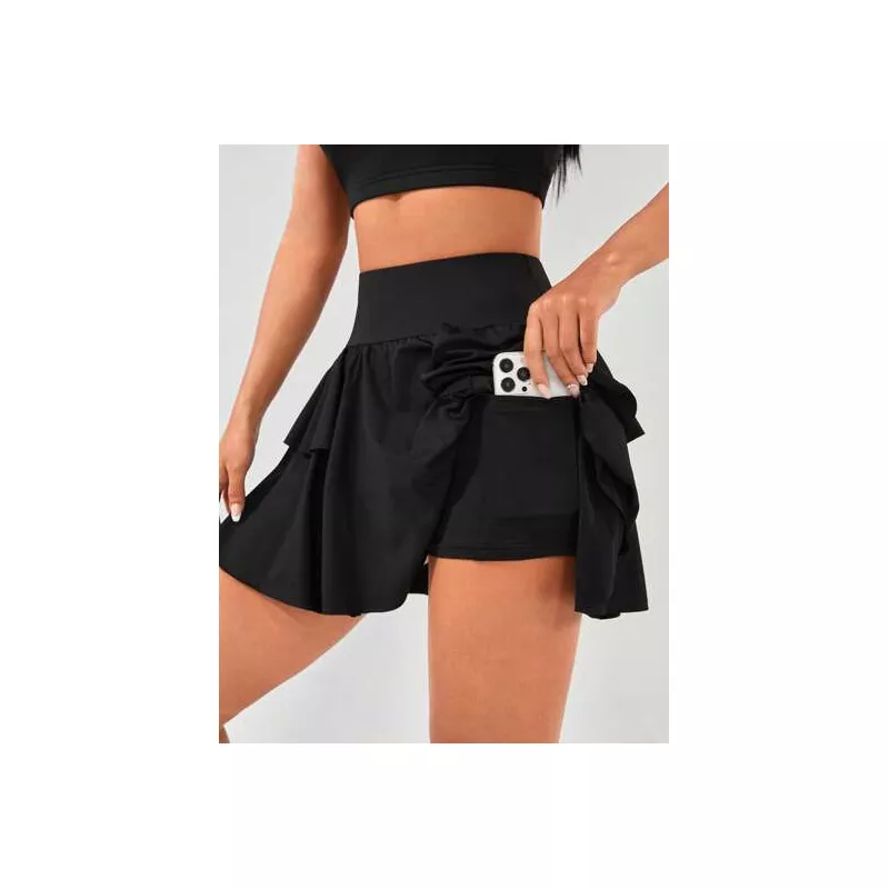 Skort de talle alto bajo con fruncido con bolsillo para teléfono