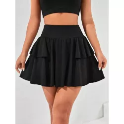 Skort de talle alto bajo con fruncido con bolsillo para teléfono