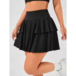 Skort de talle alto bajo con fruncido con bolsillo para teléfono