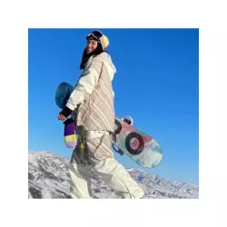 de mujeres snowboard Traje con caqui de cuadros suelto impermeable cortavientos nieve Traje