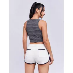 Neu con estampado de rayas Top tank deportivo & unido en contraste Shorts