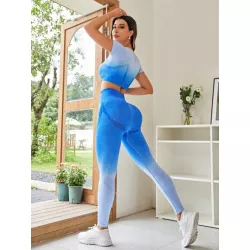 Conjunto deportivo inconsútil con estiramiento alto de ombré