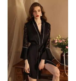 Bata con encaje en contraste de manga con volante