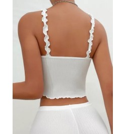 Top de dormir de tirantes bustier ribete en forma de lechuga con aplique