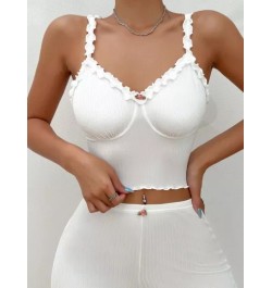 Top de dormir de tirantes bustier ribete en forma de lechuga con aplique