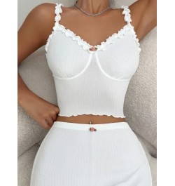 Top de dormir de tirantes bustier ribete en forma de lechuga con aplique