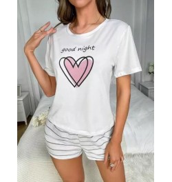 Top para dormir con estampado de corazón y letra