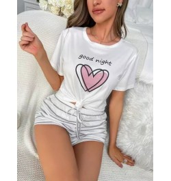 Top para dormir con estampado de corazón y letra