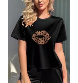 Camiseta de dormir con estampado de labio