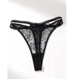 Tanga con diseño de lazo con encaje floral