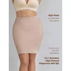 Mujer Faja inconsútil con encaje de talle alto sculpting control de barriga medio slip