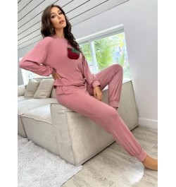 Conjunto de pijama fresa & con estampado de letra