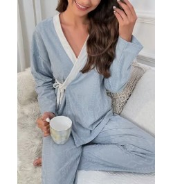 Conjunto de pijama unicolor con nudo lateral