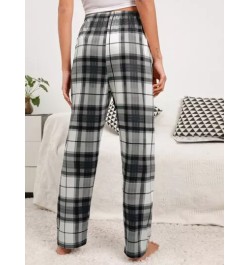 Pantalones de dormir con estampado de tartán con lazo delantero