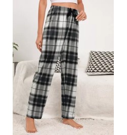 Pantalones de dormir con estampado de tartán con lazo delantero