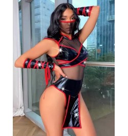 Set disfraz unido en contraste panel con malla