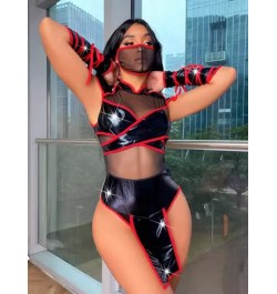 Set disfraz unido en contraste panel con malla