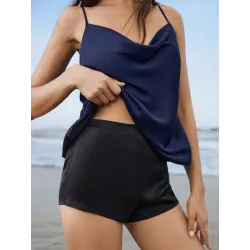 Leisure Shorts de dormir unicolor de cintura elástica