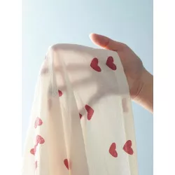 Pantalones de dormir con estampado de corazón ribete en contraste