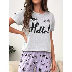 Top para dormir Pestañas & con estampado de letra