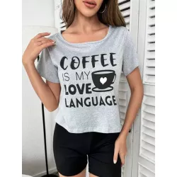 Camiseta con estampado de café & slogan