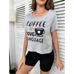 Camiseta con estampado de café & slogan