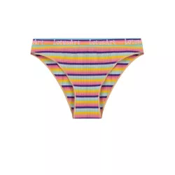 5 piezas señoras Ropa interior cintura baja de rayas de colores Calzoncillos cómodo transpirable Ropa interior